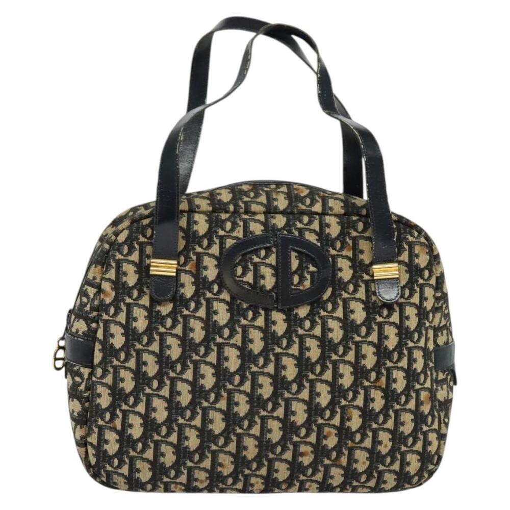 DIOR Trotter Canvas Hand Bag Navy Gold - Picture 2 of 12